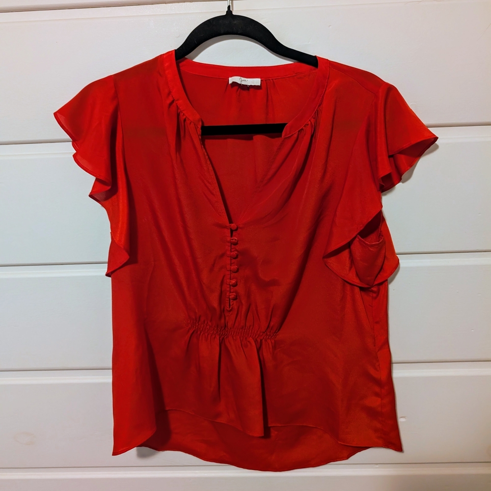 Joie Red Button-Down Blouse Size M